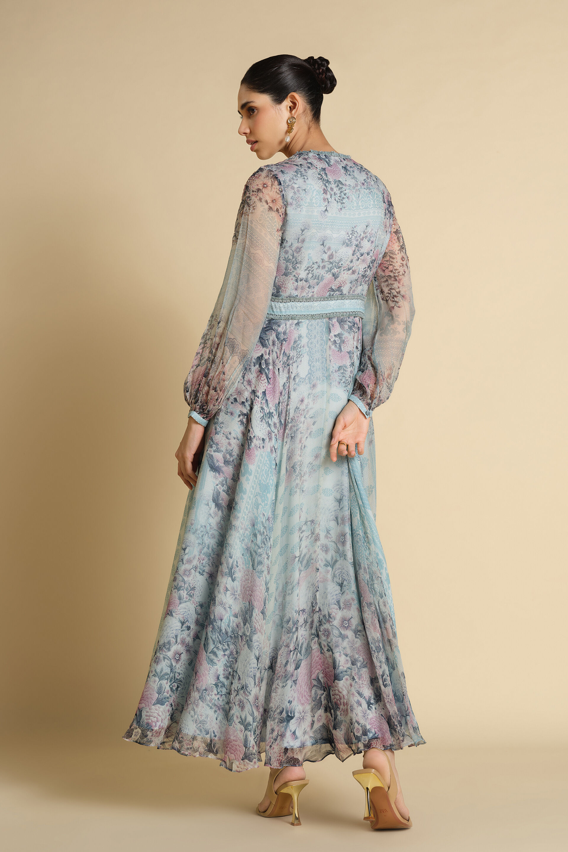 Juri Printed Kaftan - Powder Blue